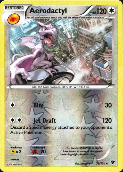 Aerodactyl 76/124 Rare Fates Collide Pokemon Reverse Holo Near Mint