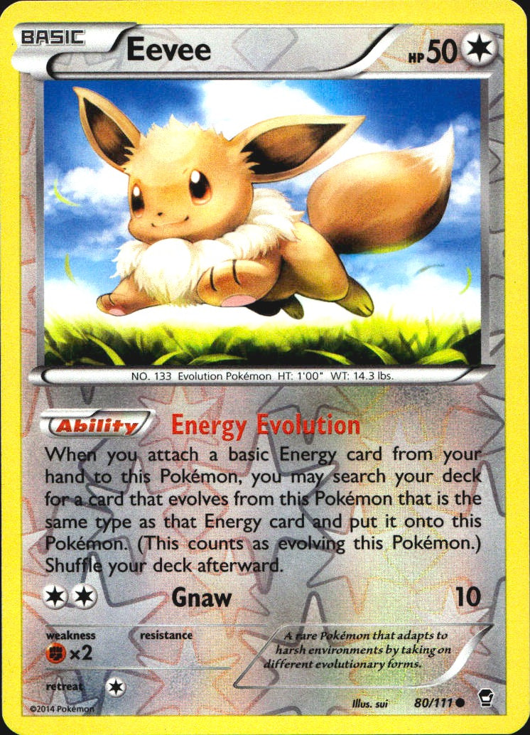 Eevee 80/111 Common Furious Fists Pokemon Reverse Holo Near Mint