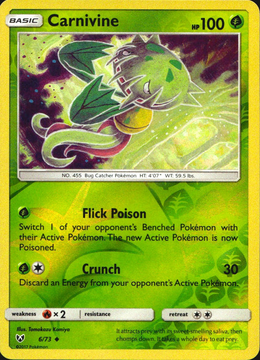 Carnivine 6/73 Uncommon Shining Legends Pokemon Reverse Holo Near Mint
