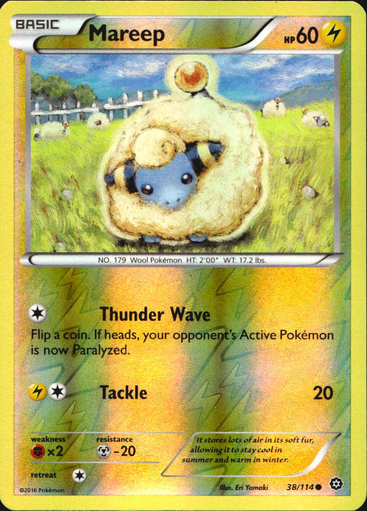 Mareep 38/114 Common Steam Siege Pokemon Reverse Holo Near Mint