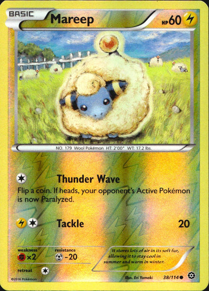 Mareep 38/114 Common Steam Siege Pokemon Reverse Holo Near Mint