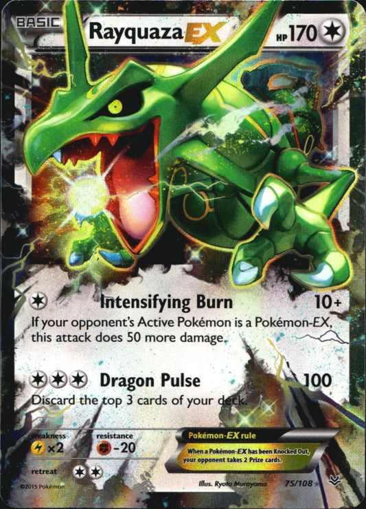 Rayquaza EX 75/108 Holo Rare EX Roaring Skies Pokemon Near Mint