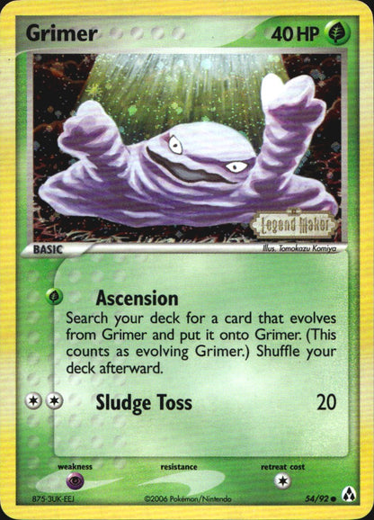 Grimer 54/92 Common Legend Maker Pokemon Reverse Holo Near Mint