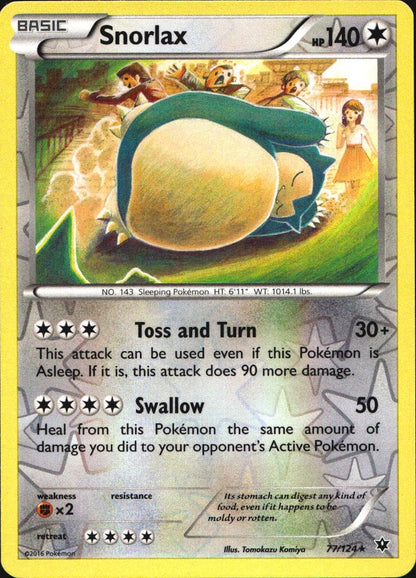 Snorlax 77/124 Rare Fates Collide Pokemon Reverse Holo Near Mint