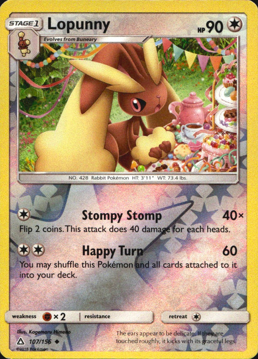 Lopunny 107/156 Uncommon Ultra Prism Pokemon Reverse Holo Near Mint