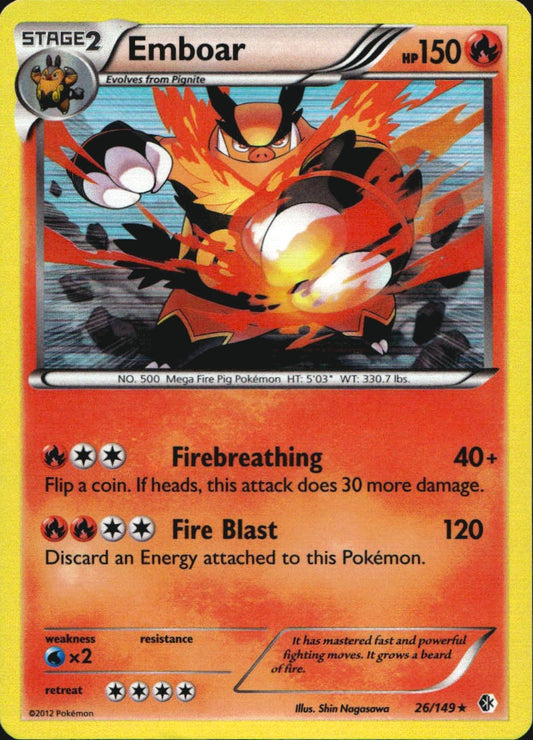 Emboar 26/149 Holo Rare Boundaries Crossed Pokemon Near Mint