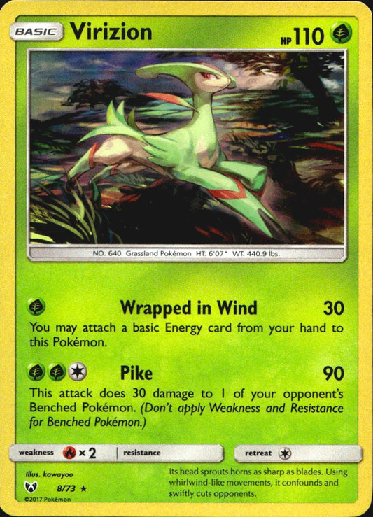 Virizion 8/73 Holo Rare Shining Legends Pokemon Reverse Holo Near Mint