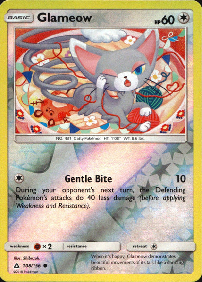 Glameow 108/156 Common Ultra Prism Pokemon Reverse Holo Near Mint