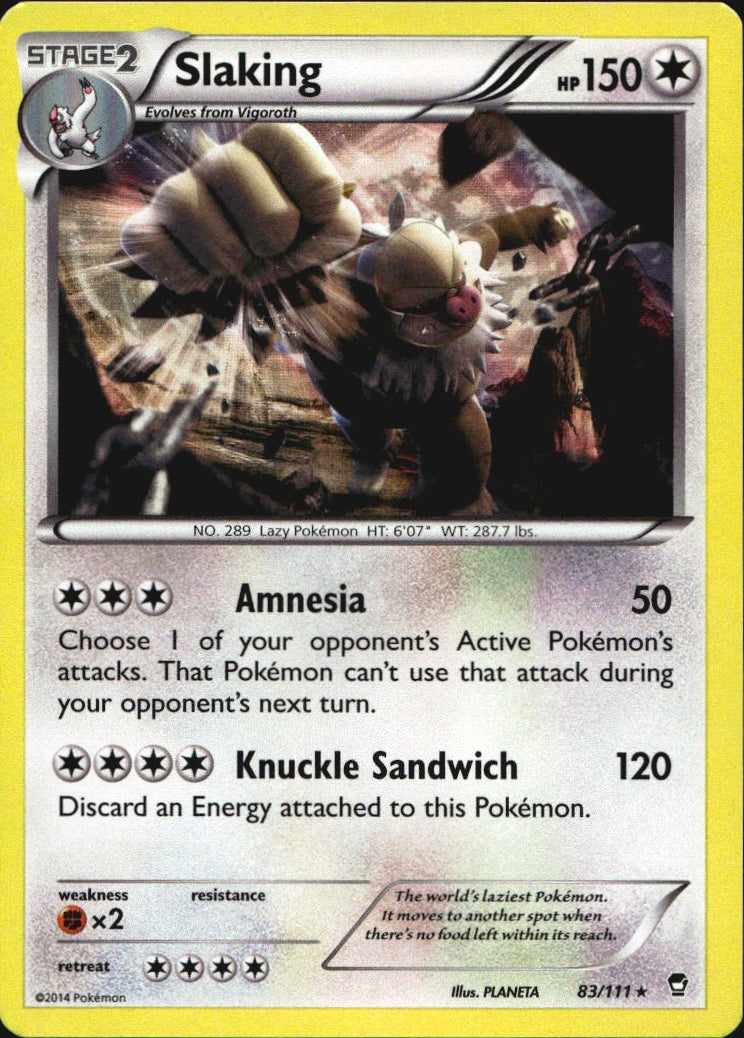Slaking 83/111 Holo Rare Furious Fists Pokemon Near Mint