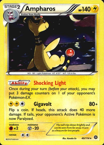 Ampharos 40/114 Holo Rare Steam Siege Pokemon Near Mint