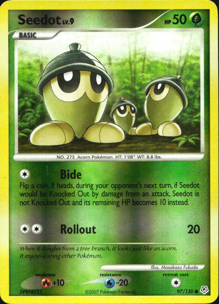 Seedot 97/130 Common Diamond & Pearl Pokemon Reverse Holo Near Mint