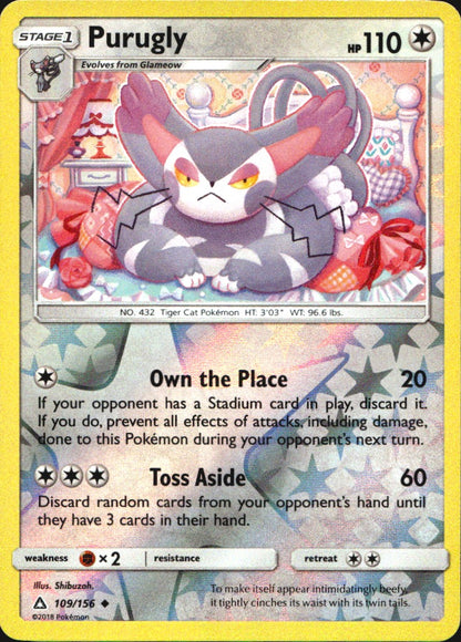 Purugly 109/156 Uncommon Ultra Prism Pokemon Reverse Holo Near Mint