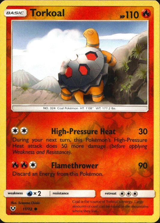 Torkoal 11/73 Common Shining Legends Pokemon Reverse Holo Near Mint