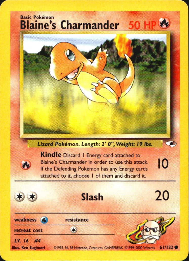 Blaine's Charmander 61/132 Common Gym Heroes Pokemon Near Mint