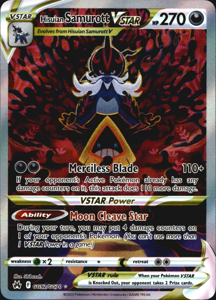 Hisuian Samurott VSTAR GG52/GG70 Holo Crown Zenith Galarian Gallery Pokemon NM