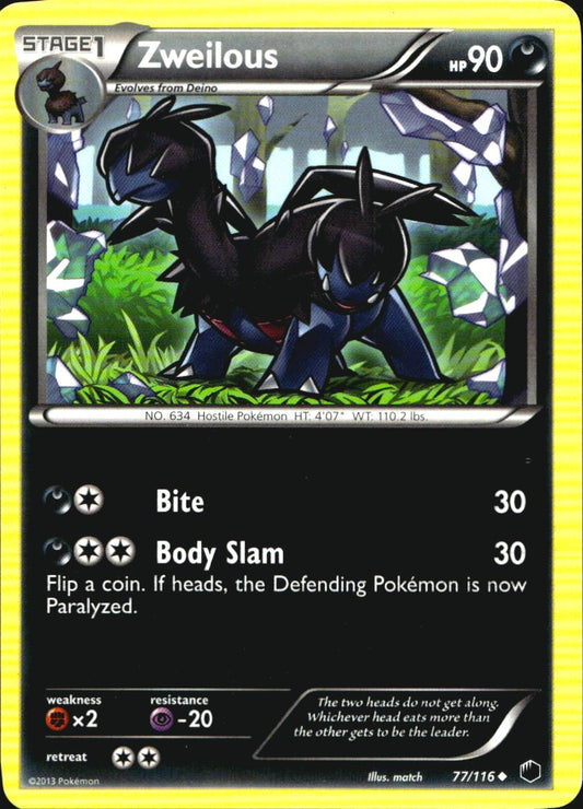 Zweilous 77/116 Uncommon Plasma Freeze Pokemon Near Mint