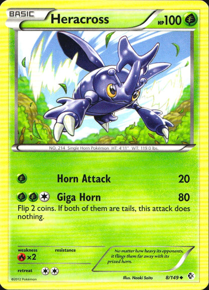 Heracross 8/149 Uncommon Boundaries Crossed Pokemon Near Mint