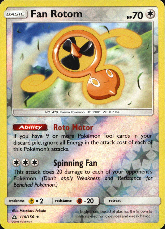 Fan Rotom 110/156 Rare Ultra Prism Pokemon Reverse Holo Near Mint