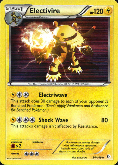 Electivire 54/149 Holo Rare Boundaries Crossed Pokemon Near Mint