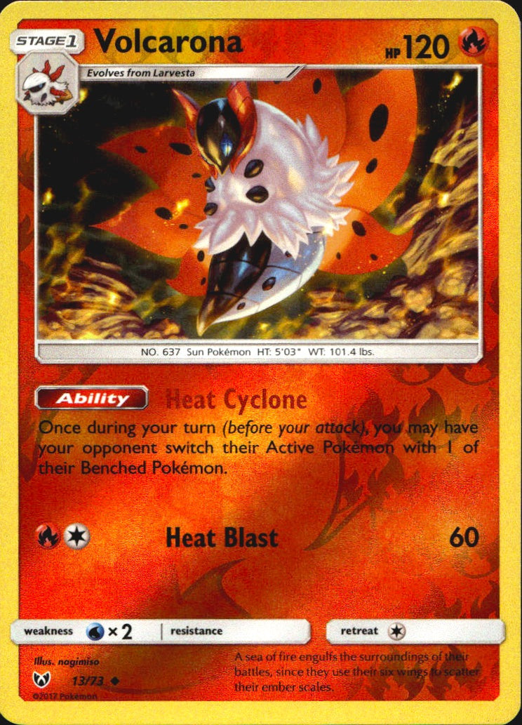 Volcarona 13/73 Uncommon Shining Legends Pokemon Reverse Holo Near Mint