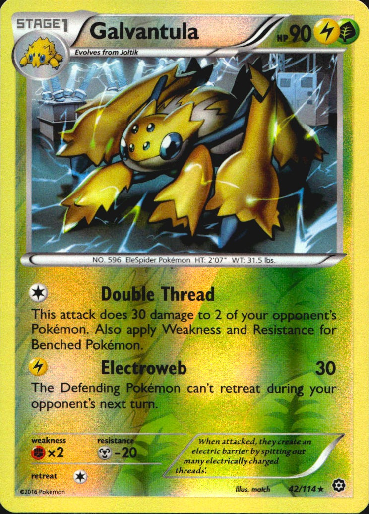 Galvantula 42/114 Rare Steam Siege Pokemon Reverse Holo Near Mint