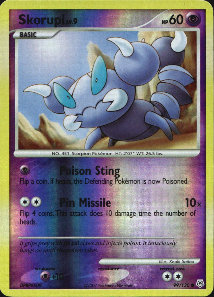 Skorupi 99/130 Common Diamond & Pearl Pokemon Reverse Holo Near Mint