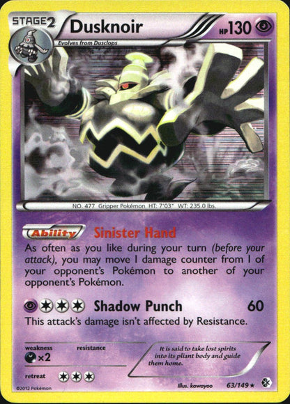 Dusknoir 63/149 Holo Rare Boundaries Crossed Pokemon Near Mint