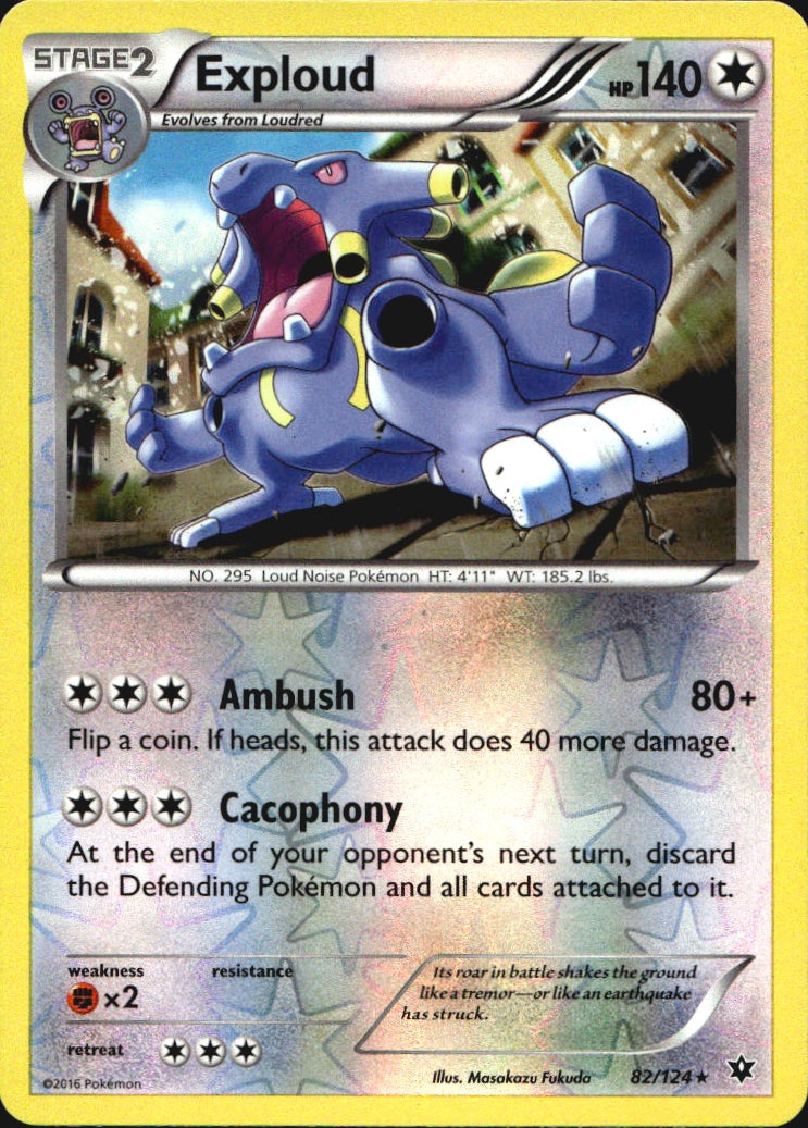 Exploud 82/124 Rare Fates Collide Pokemon Reverse Holo Near Mint
