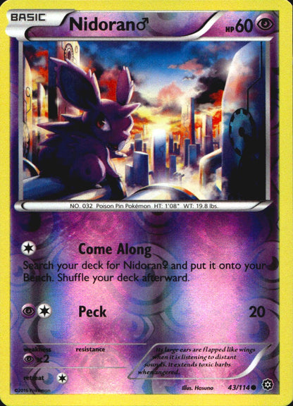 Nidoran M 43/114 Common Steam Siege Pokemon Reverse Holo Near Mint