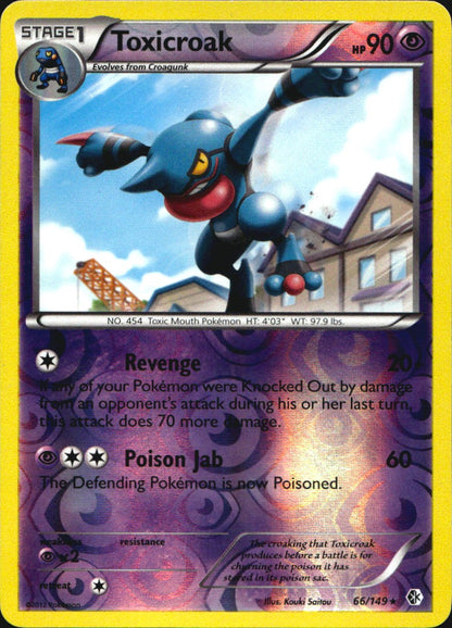 Toxicroak 66/149 Rare Boundaries Crossed Pokemon Reverse Holo Near Mint