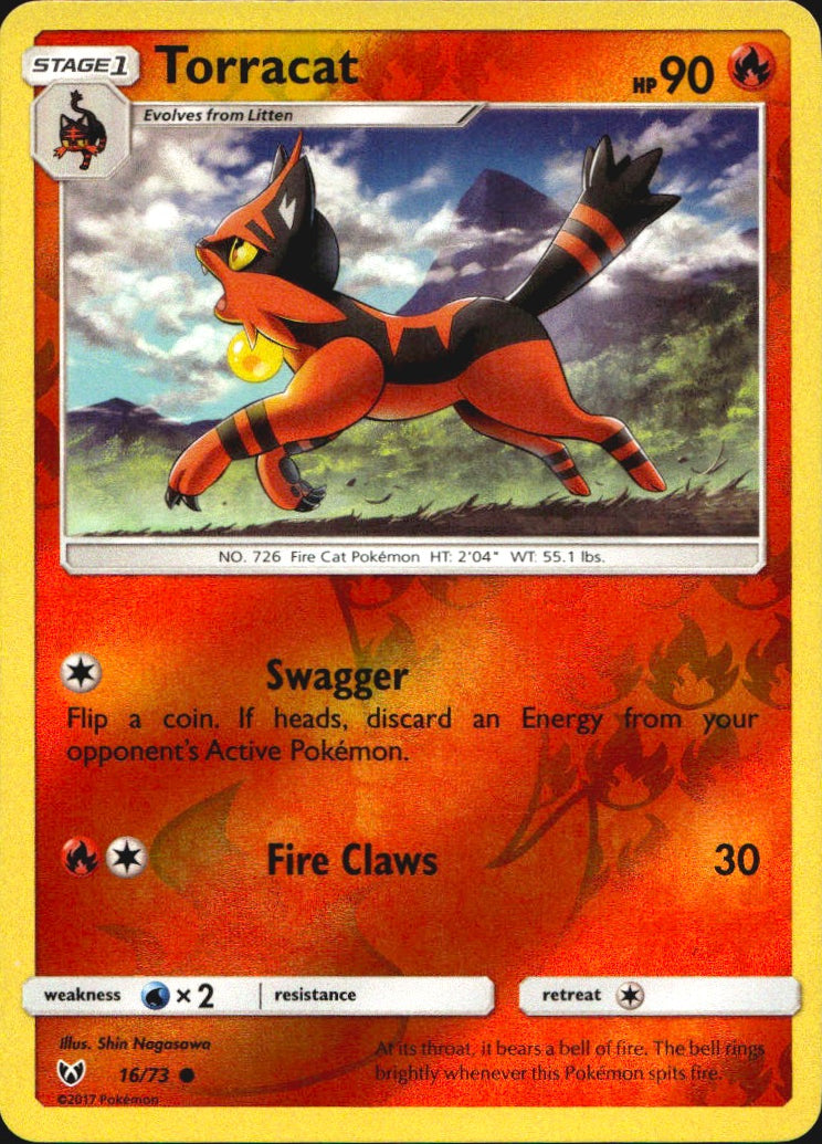 Torracat 16/73 Common Shining Legends Pokemon Reverse Holo Near Mint