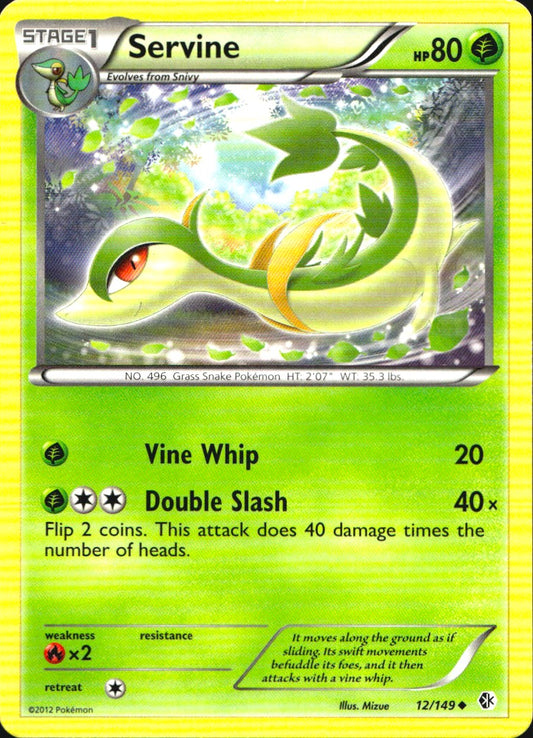 Servine 12/149 Uncommon Boundaries Crossed Pokemon Near Mint