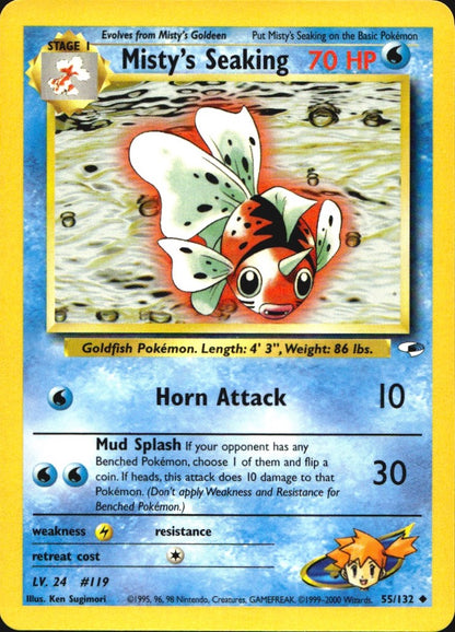 Misty's Seaking 55/132 Uncommon Gym Heroes Pokemon Near Mint