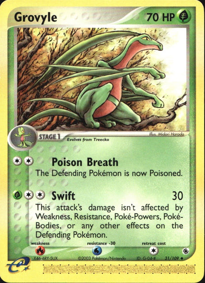 Grovyle 31/109 Uncommon Ruby & Sapphire Pokemon Near Mint