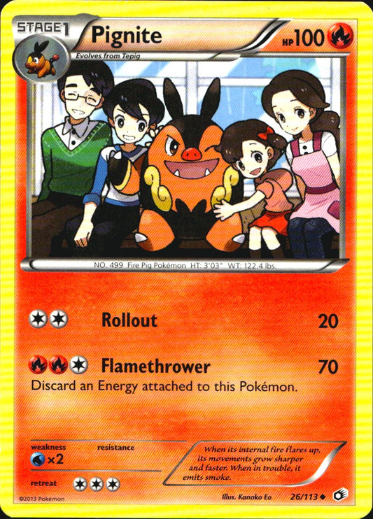 Pignite 26/113 Uncommon Legendary Treasures Pokemon Near Mint