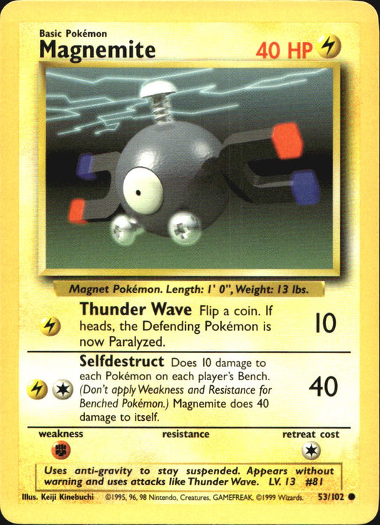 Magnemite 53/102 Common Base Set Pokemon Near Mint