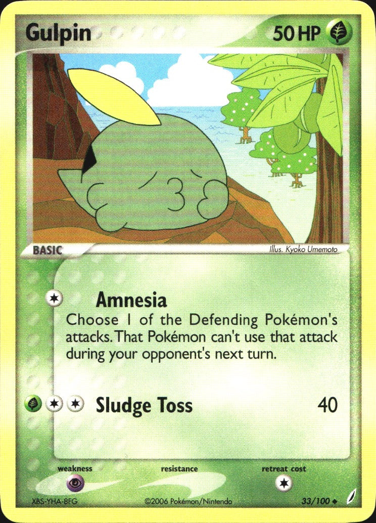 Gulpin 33/100 Uncommon Crystal Guardians Pokemon Near Mint