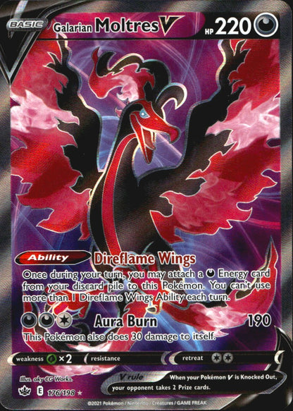 Galarian Moltres V 176/198 Ultra Rare Chilling Reign Near Mint