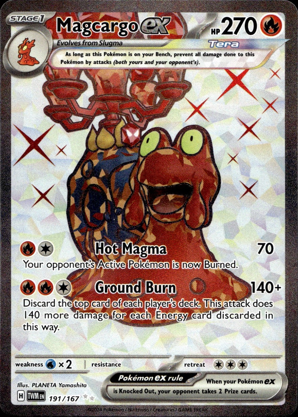Magcargo ex 191/167 Ultra Rare Twilight Masquerade Pokemon Near Mint