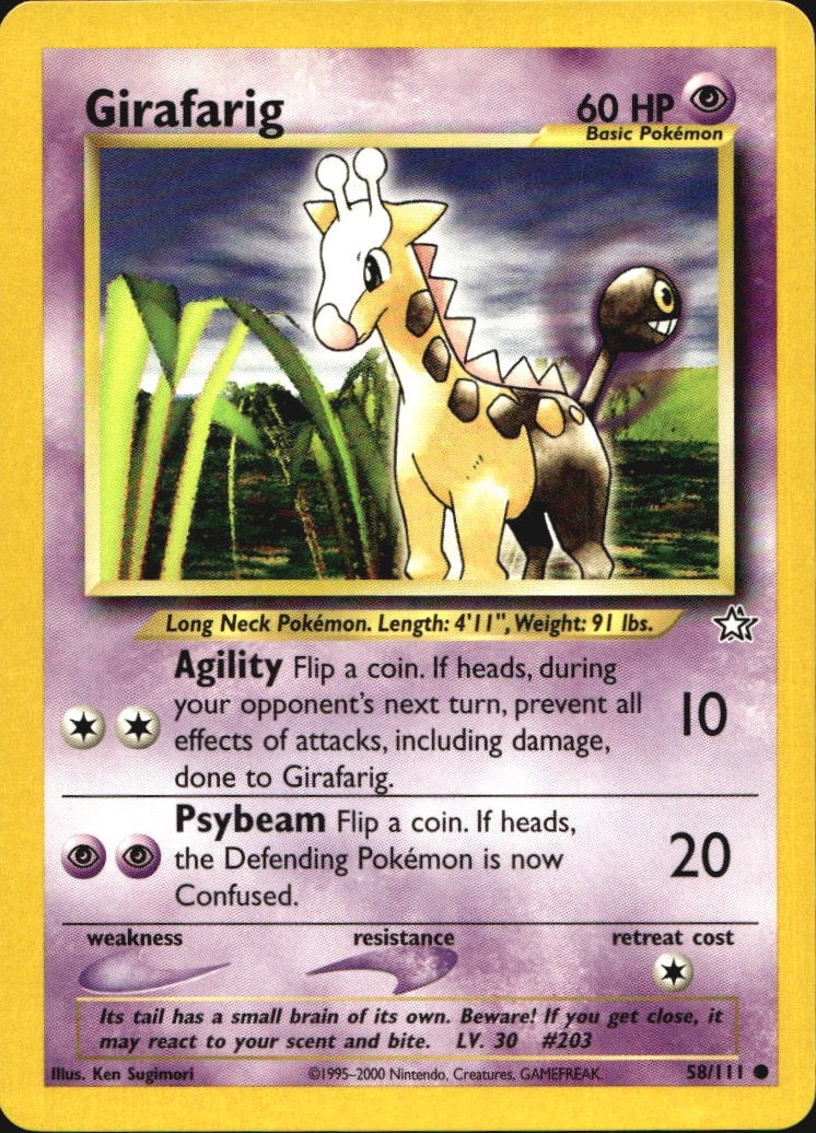 Girafarig 58/111 Common Neo Genesis Pokemon Near Mint