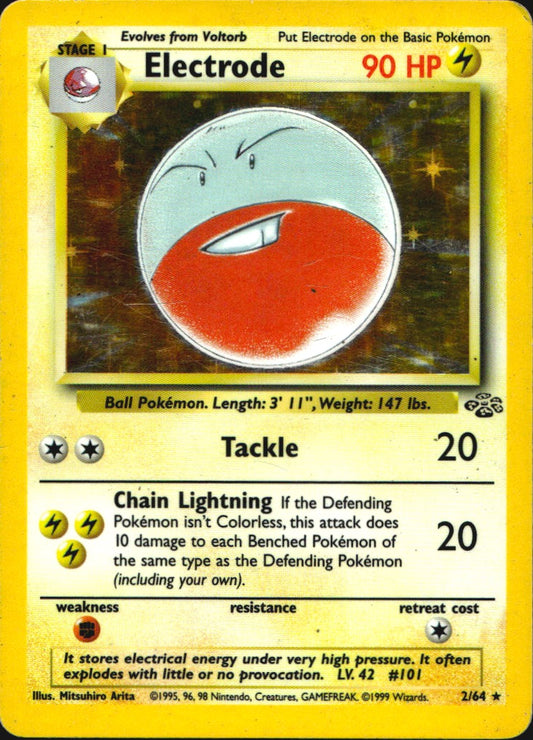 Electrode 2/64 Holo Rare Jungle Pokemon Heavily Played