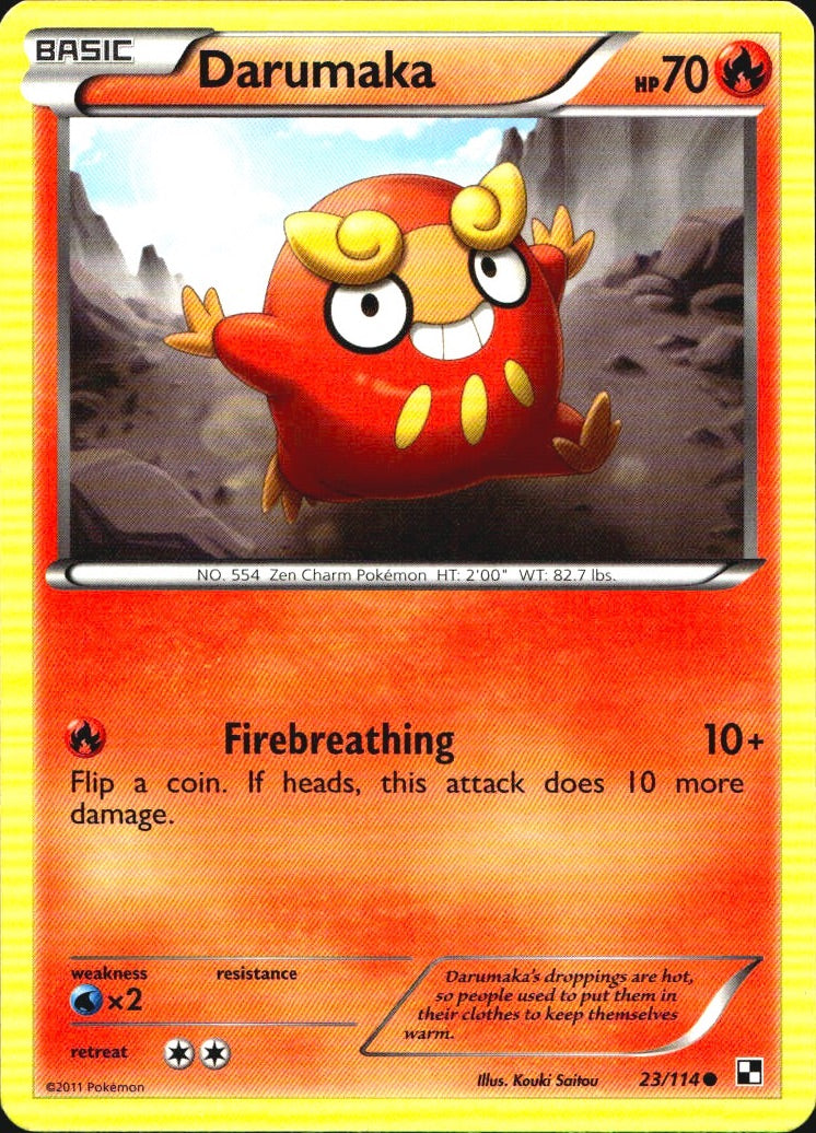 Darumaka 23/114 Common Black & White Pokemon Near Mint