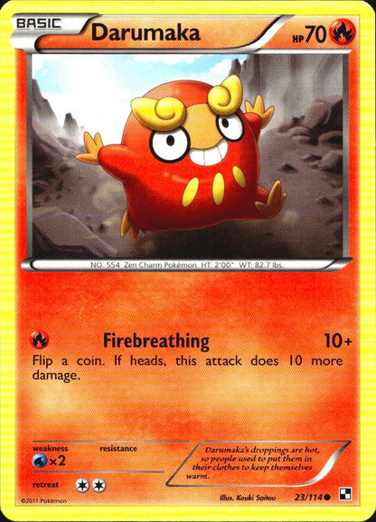 Darumaka 23/114 Common Black & White Pokemon Near Mint