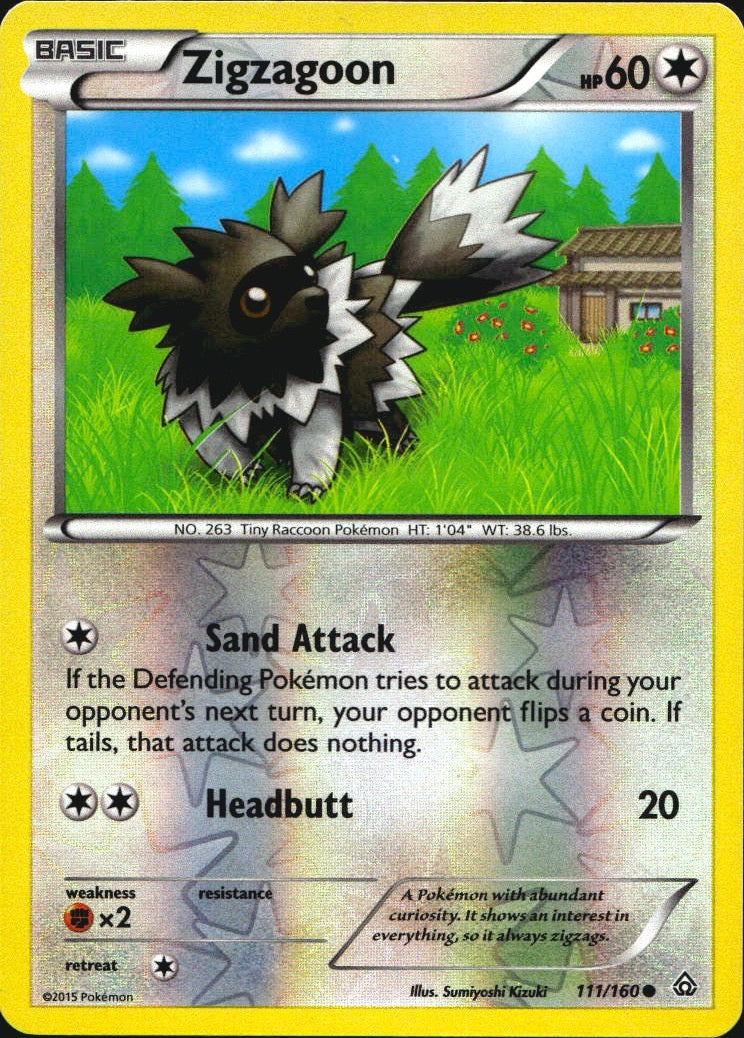 Zigzagoon 111/160 Common Primal Clash Pokemon Reverse Holo Near Mint
