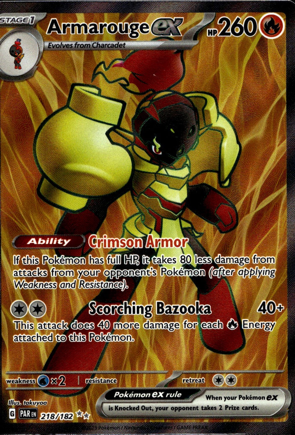 Armarouge ex 218/182 Ultra Rare Paradox Rift Pokemon Near Mint