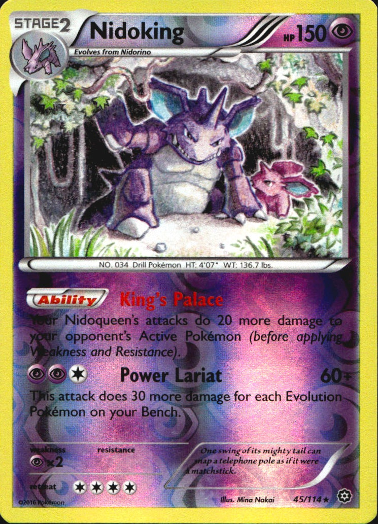 Nidoking 45/114 Rare Steam Siege Pokemon Reverse Holo Near Mint