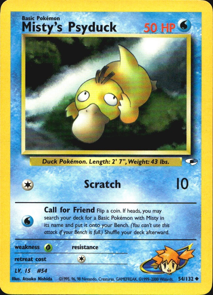 Misty's Psyduck 54/132 Uncommon Gym Heroes Pokemon Near Mint