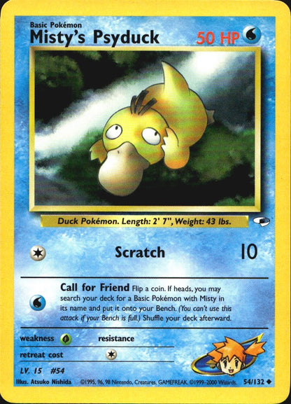 Misty's Psyduck 54/132 Uncommon Gym Heroes Pokemon Near Mint