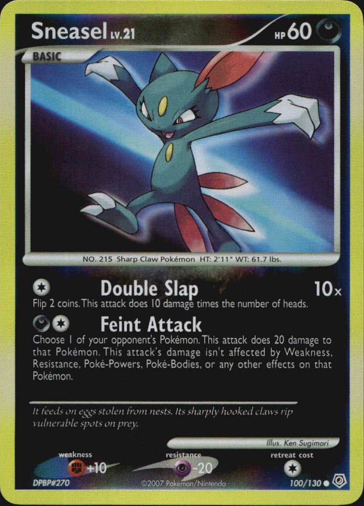 Sneasel 100/130 Common Diamond & Pearl Pokemon Reverse Holo Near Mint