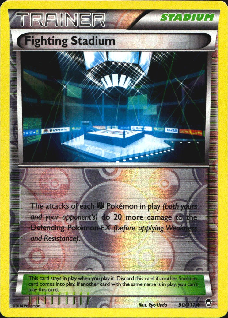 Fighting Stadium 90/111 Uncommon Furious Fists Pokemon Reverse Holo Near Mint